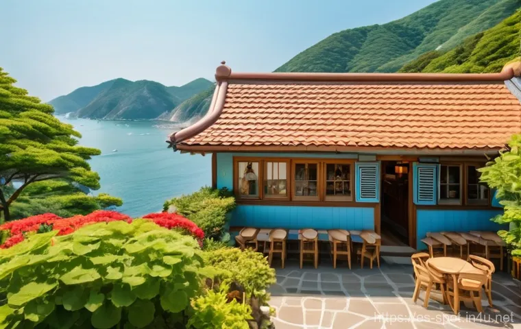 남해 독일마을 감성카페 포토존 - Prompt 1: Golden Hour Charm in Namhae German Village**
