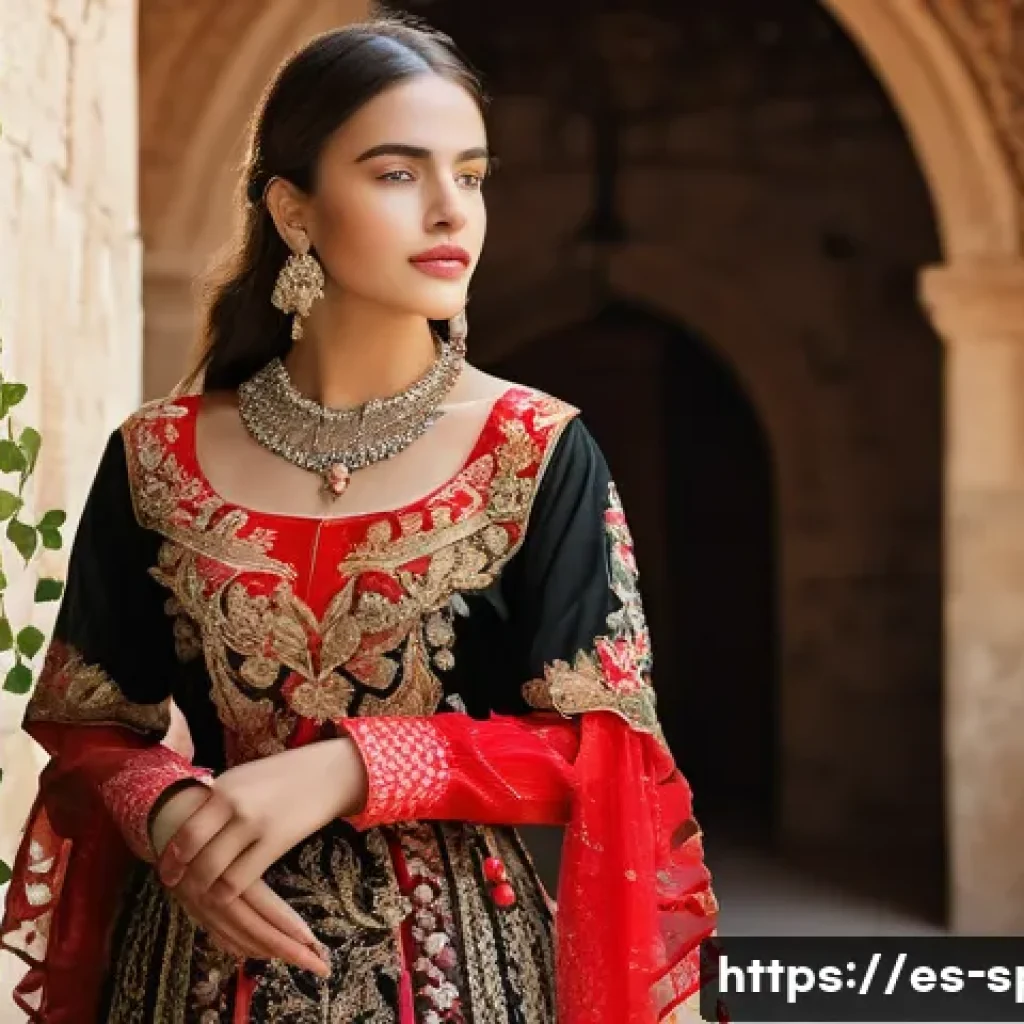 남산 한옥마을 전통의상 촬영 - A close-up photograph of a traditional Spanish folk costume from Andalusia, featuring intricate hand...